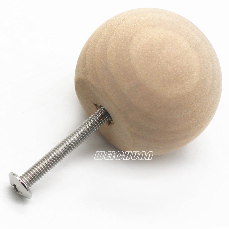 WEICHUAN 1-1/2" Unfinished Wood Ball Drawer Knobs Pulls Handles - Kitchen Cabinets Furniture Dresser Wardrobe Cupboard Drawer Knobs Pulls Handles (Pack of 15) - Image 3